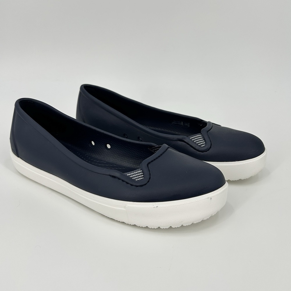 Crocs Citilane Nautical Coastal Flats Women 8 Preppy Yacht Boat Cottage Comfort